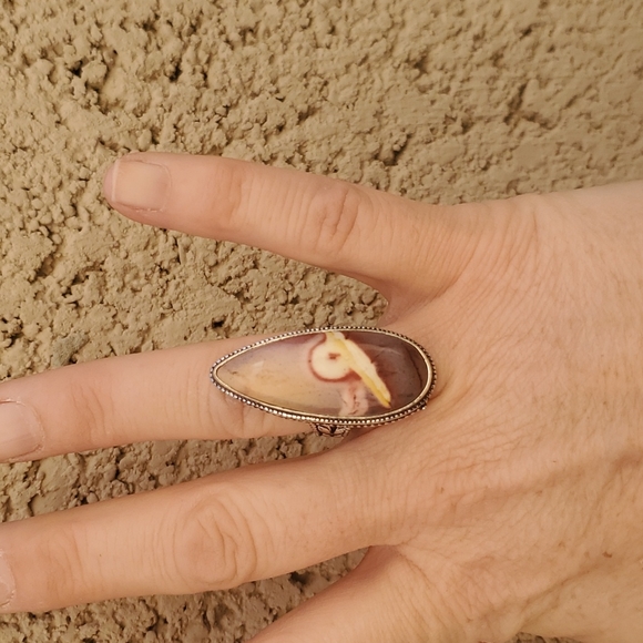New Oversized Mookaite Jasper 925 Silver Statement Ring. - Picture 9 of 16